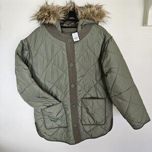 NWT American Eagle Green Quilted Jacket Oversized XS